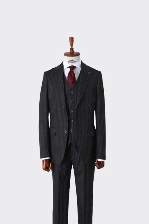 Slim Fit Viskon Karışımlı Yelekli Erkek Takım Elbise - Dört Mevsim-KAW1022S