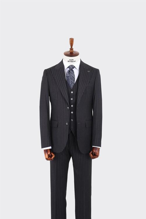 Tasarım Slim Fit Yelekli Erkek Takım Elbise-KAW1041S