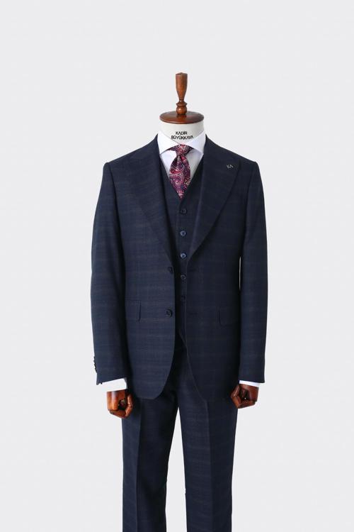 Modern Kesim Yelekli Erkek Takım Elbise - Slim Fit Şık ve Rahat-KAW1007S