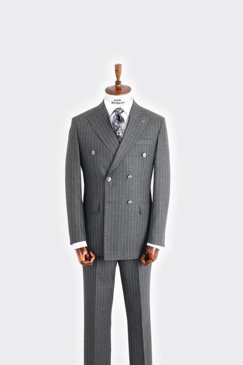 Kırlangıç Yaka Kruvaze Erkek Takım Elbise-KAX1202S