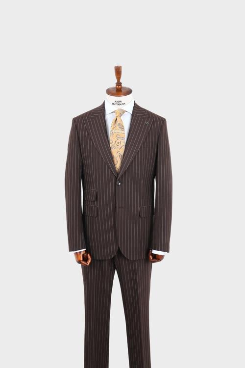 Kırlangıç Yaka İki Düğmeli Erkek Takım Elbise-KAW1345W