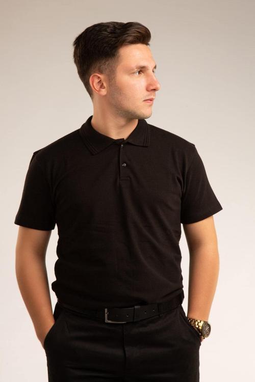 Siyah Kısa Kollu Genç Boy Lise Okul Lakos Polo Yaka T-Shirt