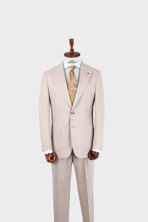 Kırlangıç Yaka Pileli Erkek Takım Elbise-KAX1305S