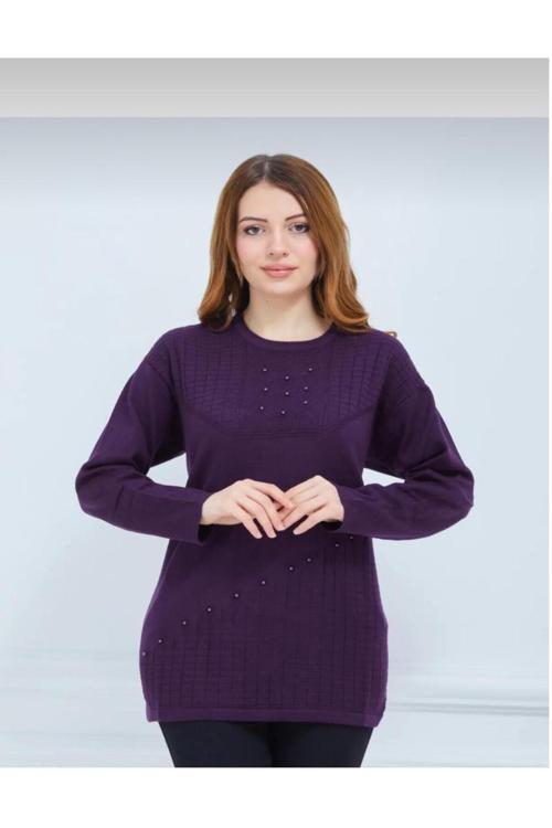 Kadın Triko Kışlık Orta Yaş Günlük Anne Bluz Kazak