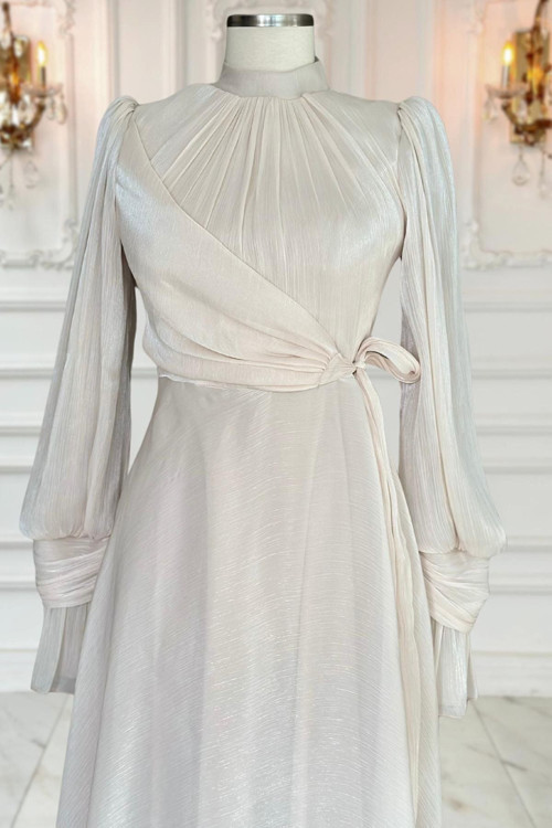 Efruz Abiye Elbise Bej