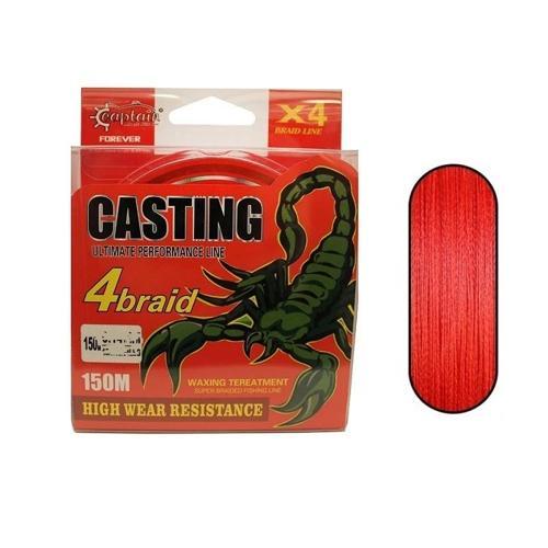 Casting Pe 4 Kat Spin İp Misina 0,08Mm 150Mt Kırmızı
