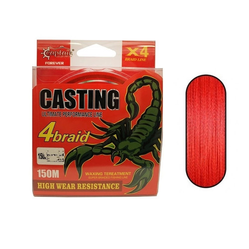Casting Pe 4 Kat Spin İp Misina 0,10Mm 150Mt Kırmızı