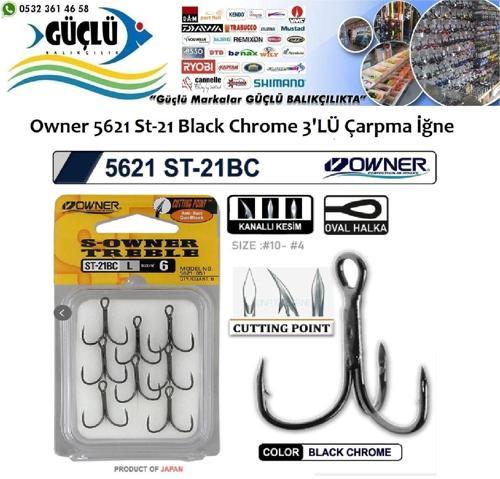 Rapala İğnesi Owner 5621 St-21 Black Chrome 3’Lü İğne No:6