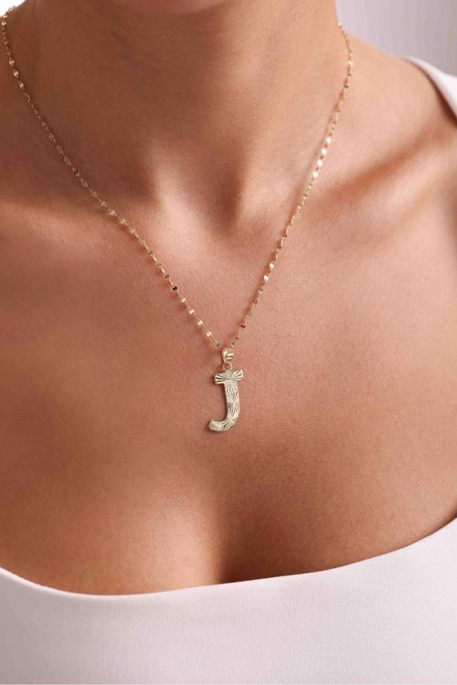 14 Ayar Altın J Harf Füzyon Kolye