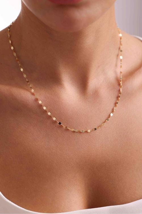 14 Ayar Altın Aynalı Zincir Kolye 2 mm