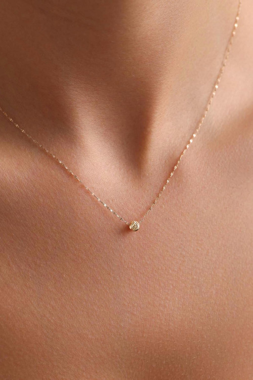 14 Ayar Altın Aynalı Zincir Sade Dorika Kolye