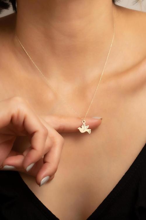 14 Ayar Altın Güvercin Kolye