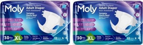 Tekstil Yüzeyli XLarge Ekstra Büyük Boy Belbantlı Hasta Bezi 30 lu 2 paket / 60 adet