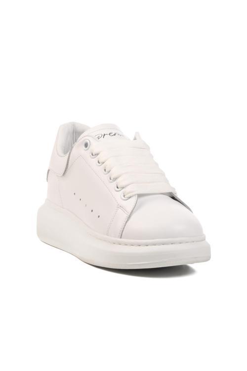 Premium 02028 M Beyaz Hakiki Deri Erkek Sneaker