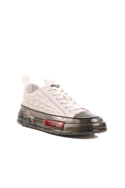 24K510-3 M Beyaz Hakiki Deri Erkek Sneaker