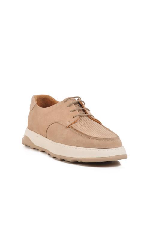 Premium 8212 M Bej Nubuk Hakiki Deri Erkek Sneaker