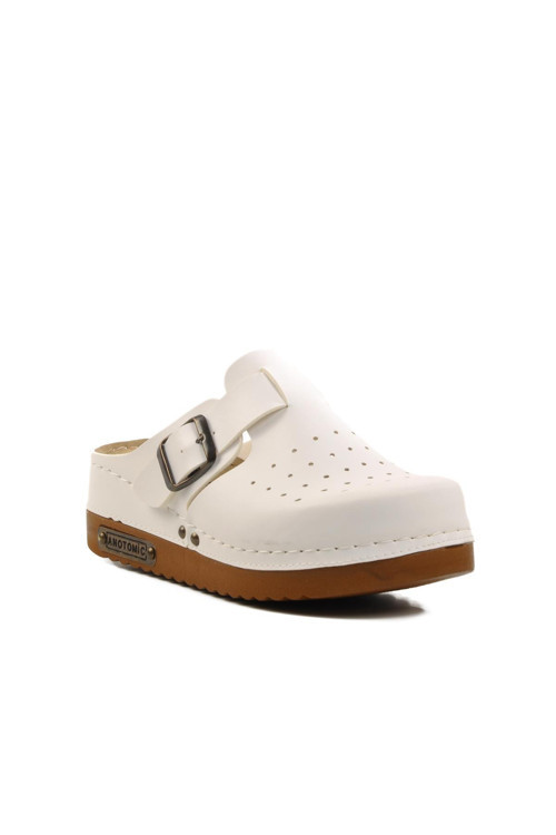 07-008 G Beyaz Anatomik Taban Burnu Kapalı Terlik