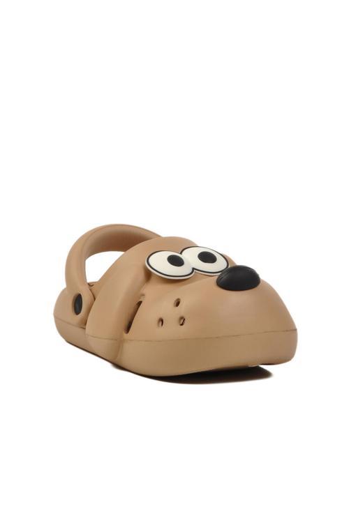 Bej Unisex Çocuk Sabo Terlik Yazlık Plaj Terliği Doggy P
