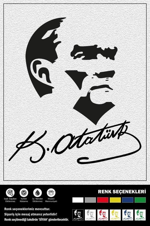 Atatürk Resim Ve İmza Stıcker 30 X 33 Cm