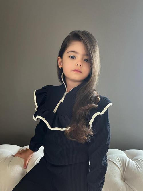 Kız Çocuk Yarım Boğaz İspanyol Paça Alt Üst Takım 0311 SİYAHY