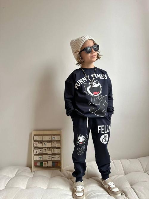 Erkek Çocuk 2 İplik Alt Üst Eşofman Takımı LACİVERT 1666