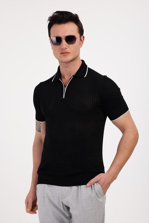 NOBILIS Polo Yaka Pamuklu Tişört - Siyah