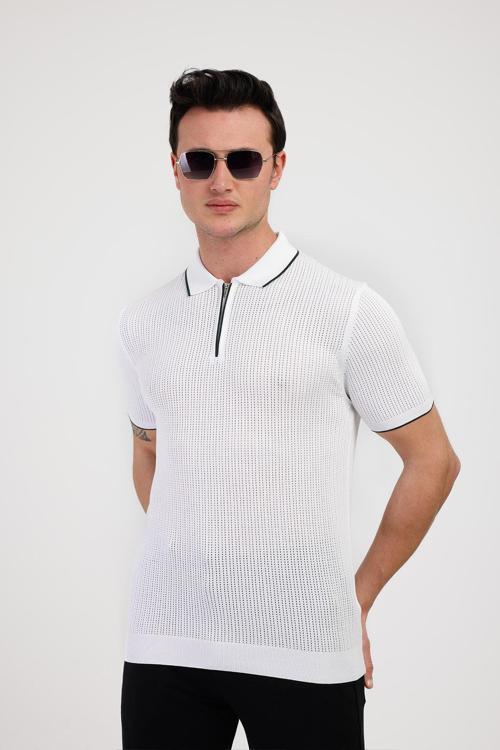 NOBILIS Polo Yaka Pamuklu Tişört - Beyaz