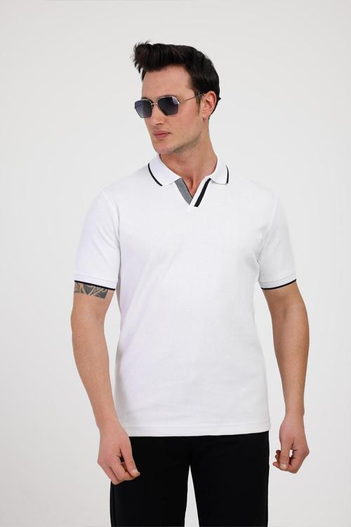 AUDAX Polo Yaka Pamuklu Tişört - Beyaz