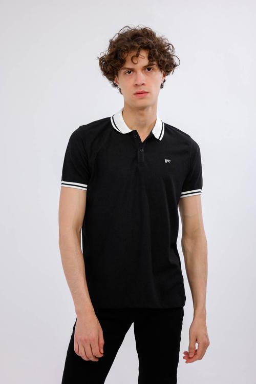 GRAVITUS Polo Yaka Pamuklu Tişört - Siyah