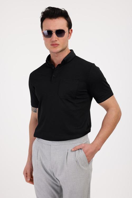 MAGNUS Polo Yaka Pamuklu Tişört - Siyah