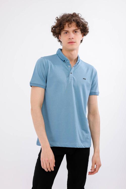 HORIZON Polo Yaka Pamuklu Tişört - Mavi