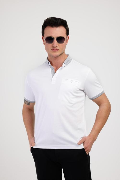 BREEZE Polo Yaka Pamuklu Tişört - Beyaz