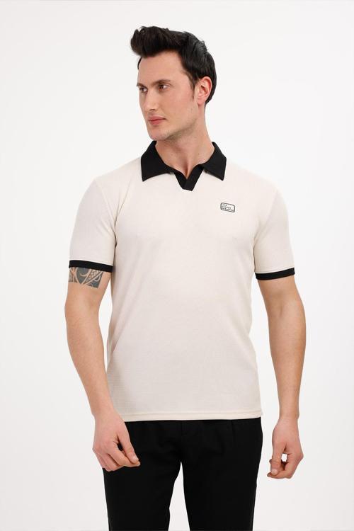 GALAXY Polo Yaka Pamuklu Tişört - Bej