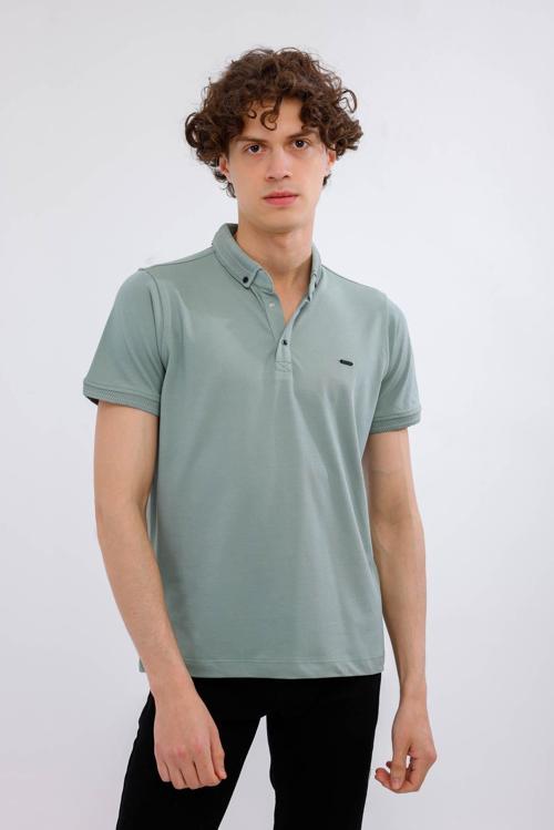 HORIZON Polo Yaka Pamuklu Tişört - Yeşil