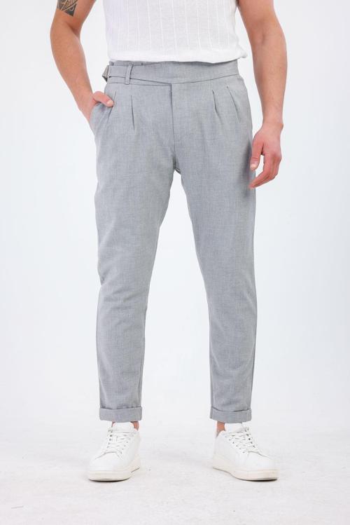 TEMPESTAS Kemer Detaylı Kumaş Pantolon - Gri