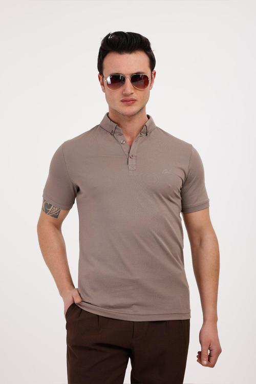 TROPICA Polo Yaka Pamuklu Tişört - Kahverengi