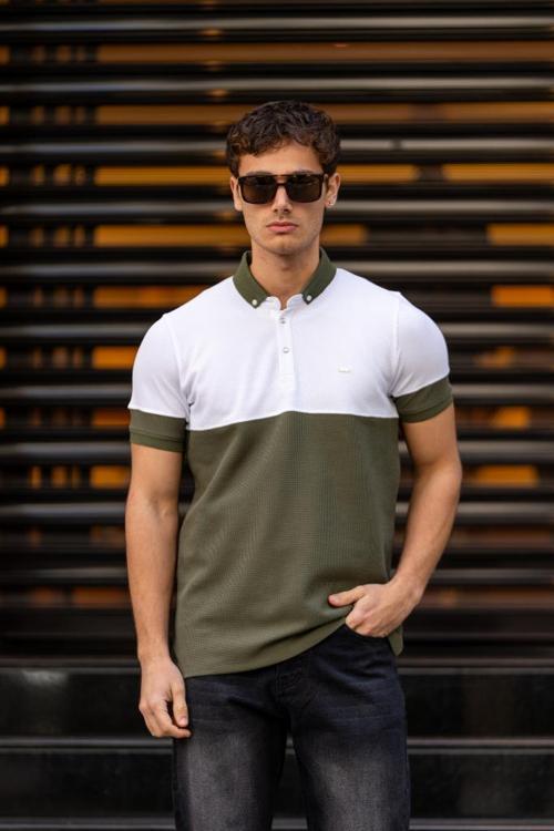 GADGET Polo Yakalı Pamuklu Kısa Kollu Düğmeli T-Shirt - Yeşil