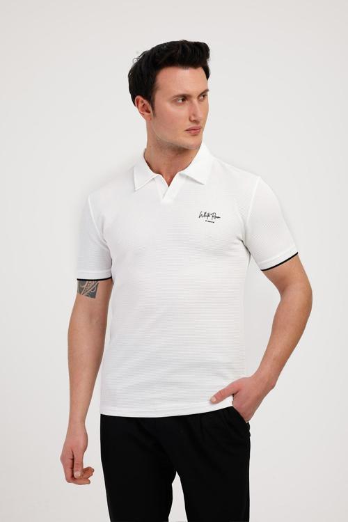 TARZ Polo Yaka Pamuklu Tişört - Beyaz