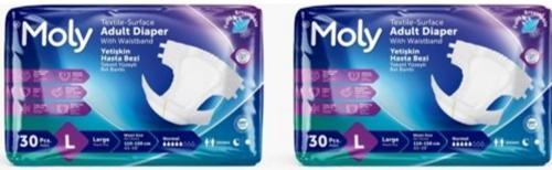 Tekstil Yüzeyli Large Büyük Boy Belbantlı Hasta Bezi 30 lu 2 paket / 60 adet