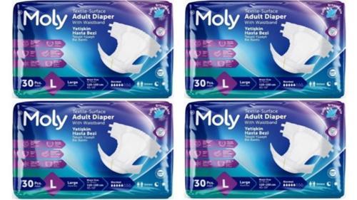 Tekstil Yüzeyli Large Büyük Boy Belbantlı Hasta Bezi 30 lu 4 paket / 120 adet