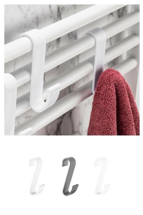 3 Lü Havlupan - Çekmece Askısı Dolap Kapağı Havlupan Bez Havlu Askısı Çok Amaçlı S Şeklinde Askı