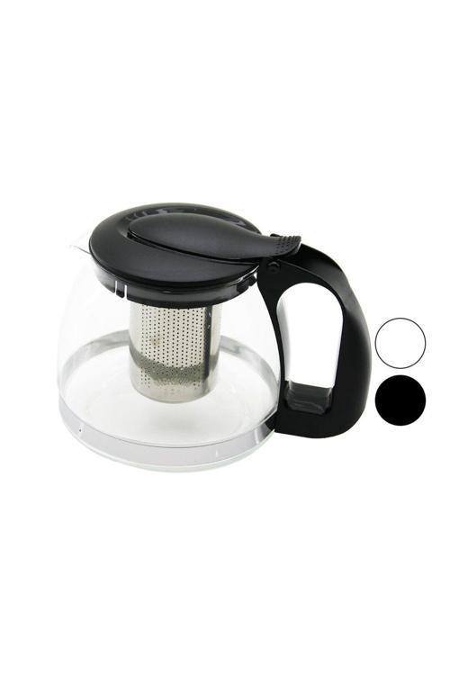 1250Ml Cam Demlik  Çelik Süzgeçli - Plastik Kulp - Kapak - Krom Çerçeve (4415)