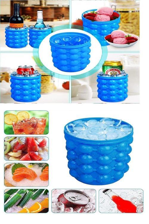 40 Gözlü Mini Silikon Buz Yapma Kovası Hazneli Buz Kalıbı