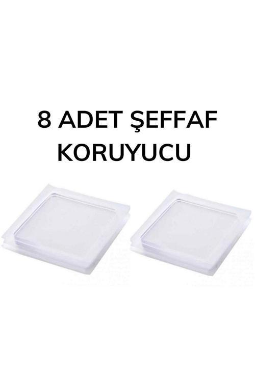 8 Adet Silikon Şeffaf Koltuk Mobilya Masa Beyaz Eşya Yazıcı Koruyucu Kaydırmaz Yıkanır Pedler