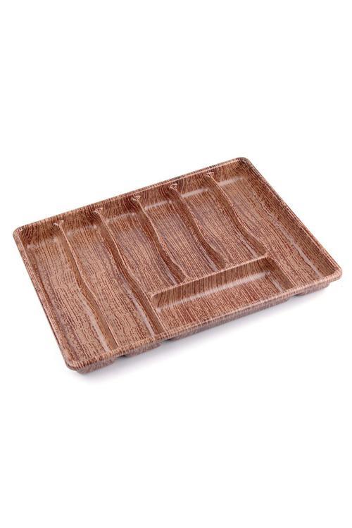 Büyük - Ahşap Renk - 7 Bölmeli Çekmece İçi Kaşıklık 50X37Cm (4415)