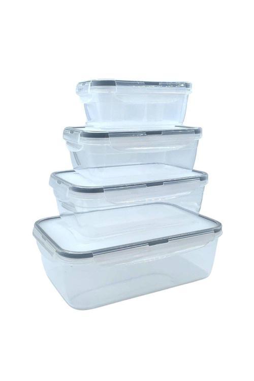 4'Lü İç İçe Sızdırmaz Contalı Kilitli Kapaklı Plastik Erzak Saklama Kapları Lc315 (4415)