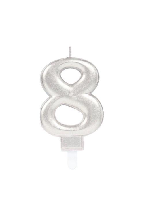 8 Rakam Mum Gümüş Renk (4415)