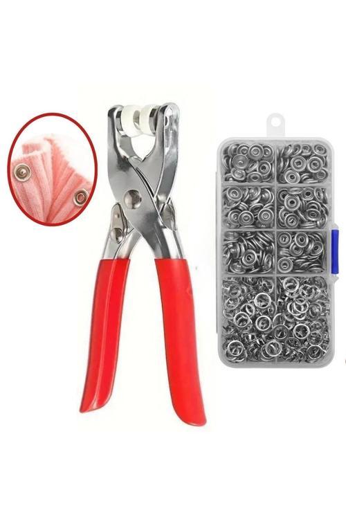 200 Adet Paslanmaz Çelik Çıtçıt Ve Pense Seti Metal Çıt Çıt Makinesi