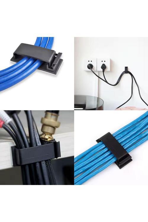 4Lü Yapışkanlı Kablo Klipsi, Kablo Düzenleyici Kendinden Yapışkanlı Tv Pc Çalışma Masası Ev Ofis