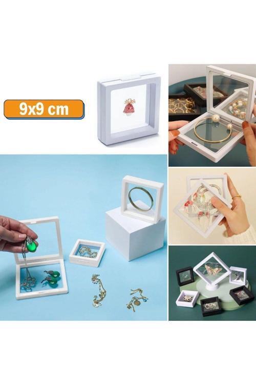 9X9 Cm Standlı 3D Takı Ziynet Hatıra Koleksiyon Saklama Kutusu Şeffaf Film Çerçevesi